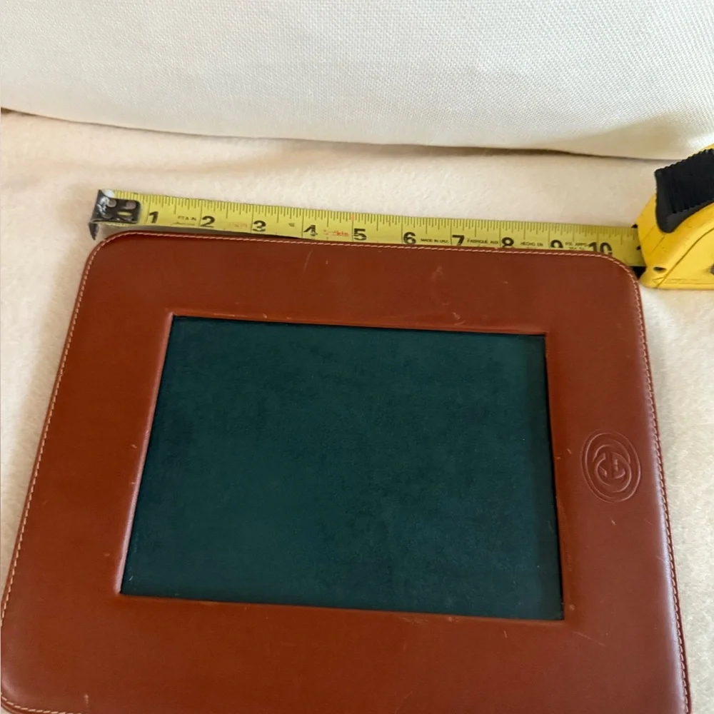 Gucci VTG Circa 1970 Cognac Genuine Leather Picture Frame 8x10